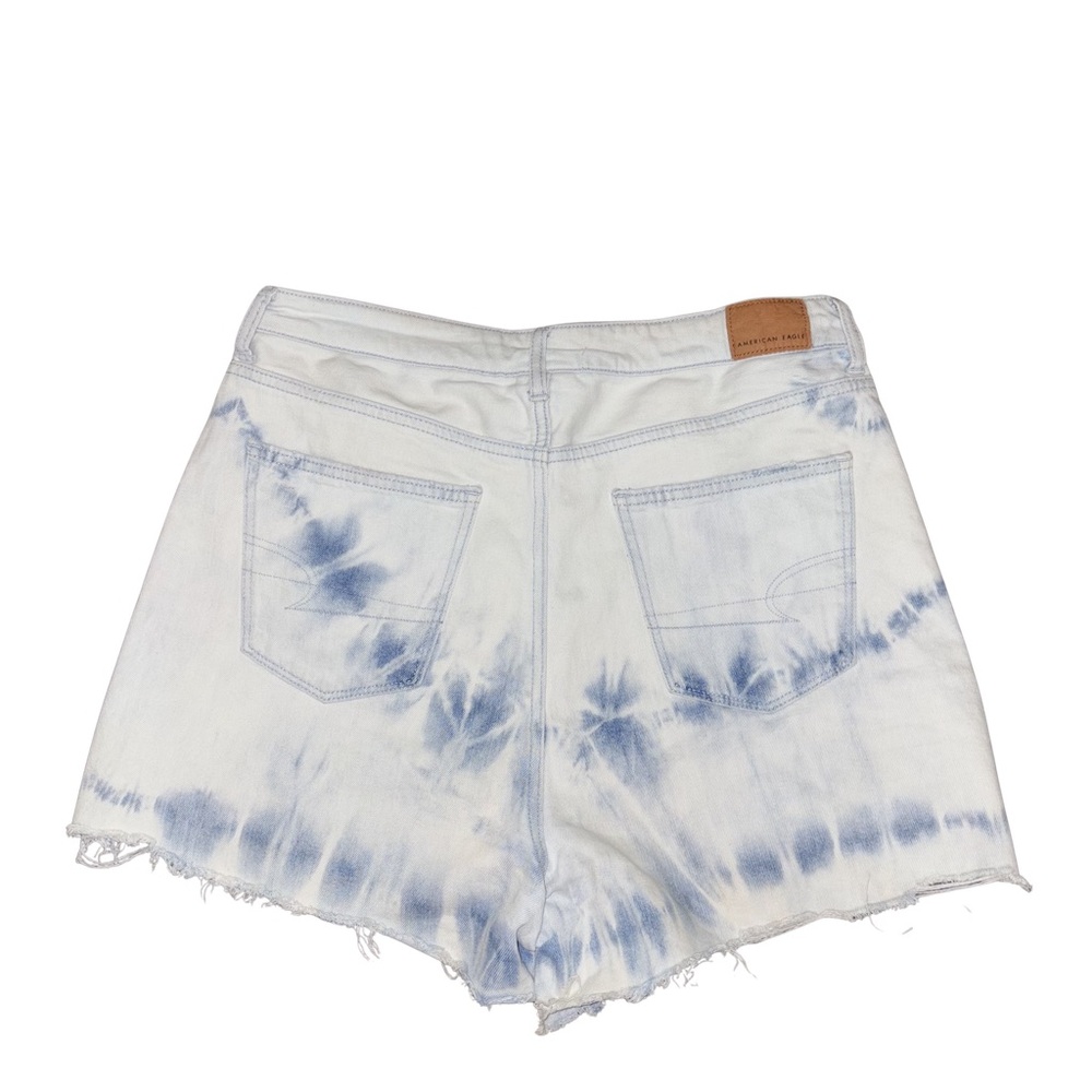 American Eagle Outfitters Tie-Dye High-Rise Denim Shorts - Blue White - Picture 7 of 8